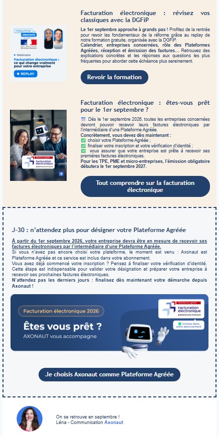 Deuxième partie de la newsletter mensuelle Axonaut d’août 2026